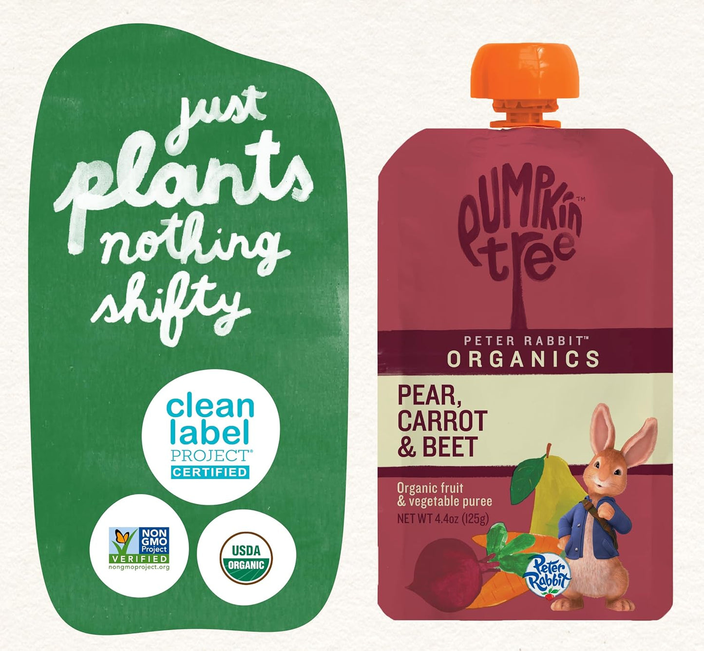 Pumpkin Tree Peter Rabbit Organics Beet, Carrot and Pear, 4.4 Ounce (Pack of 10)