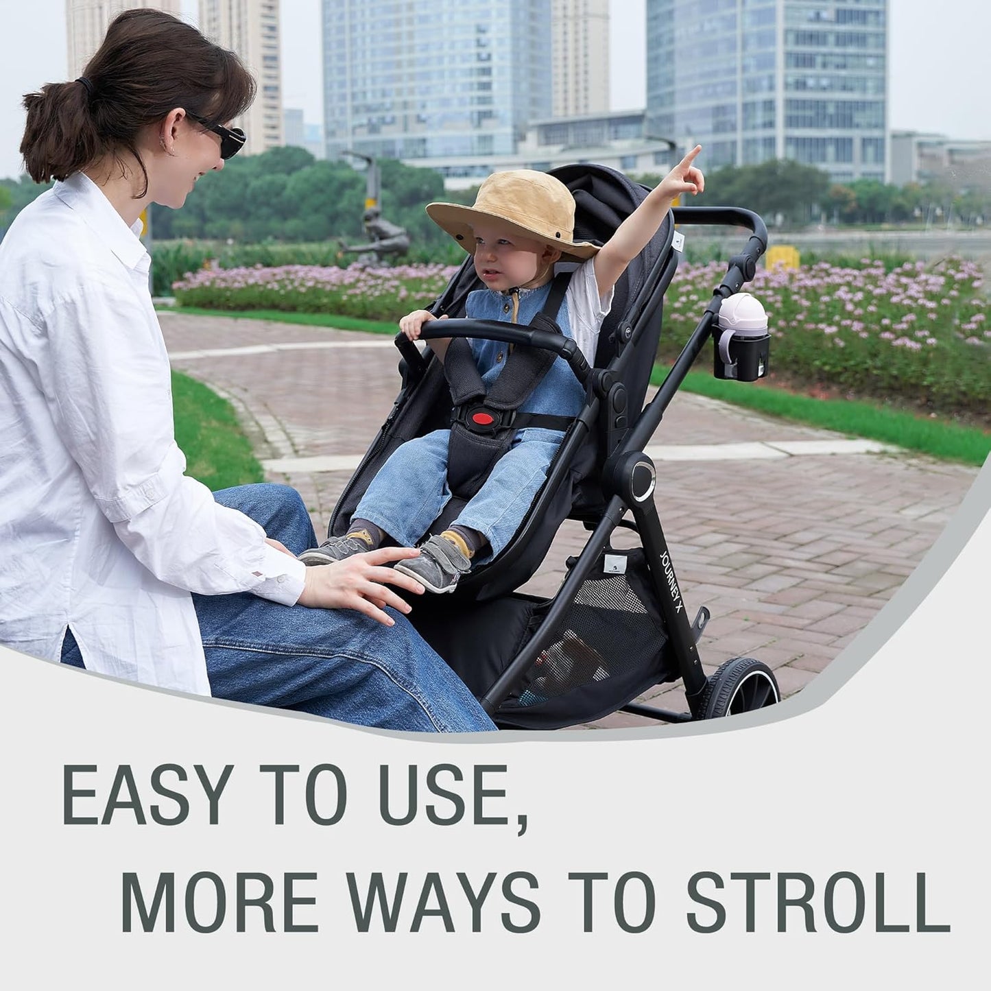 Baby Stroller, 2 in 1 Newborn Stroller Convertible Bassinet for Infant Toddler Pram with Footmuff (Black)