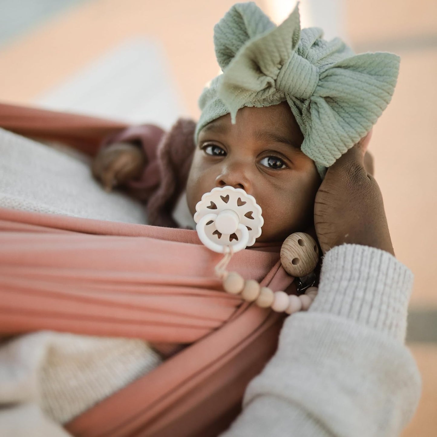 FRIGG Natural Rubber Baby Pacifier 6-Pack Cinnamon Charm | Made in Denmark | BPA-Free (6-18 Months)