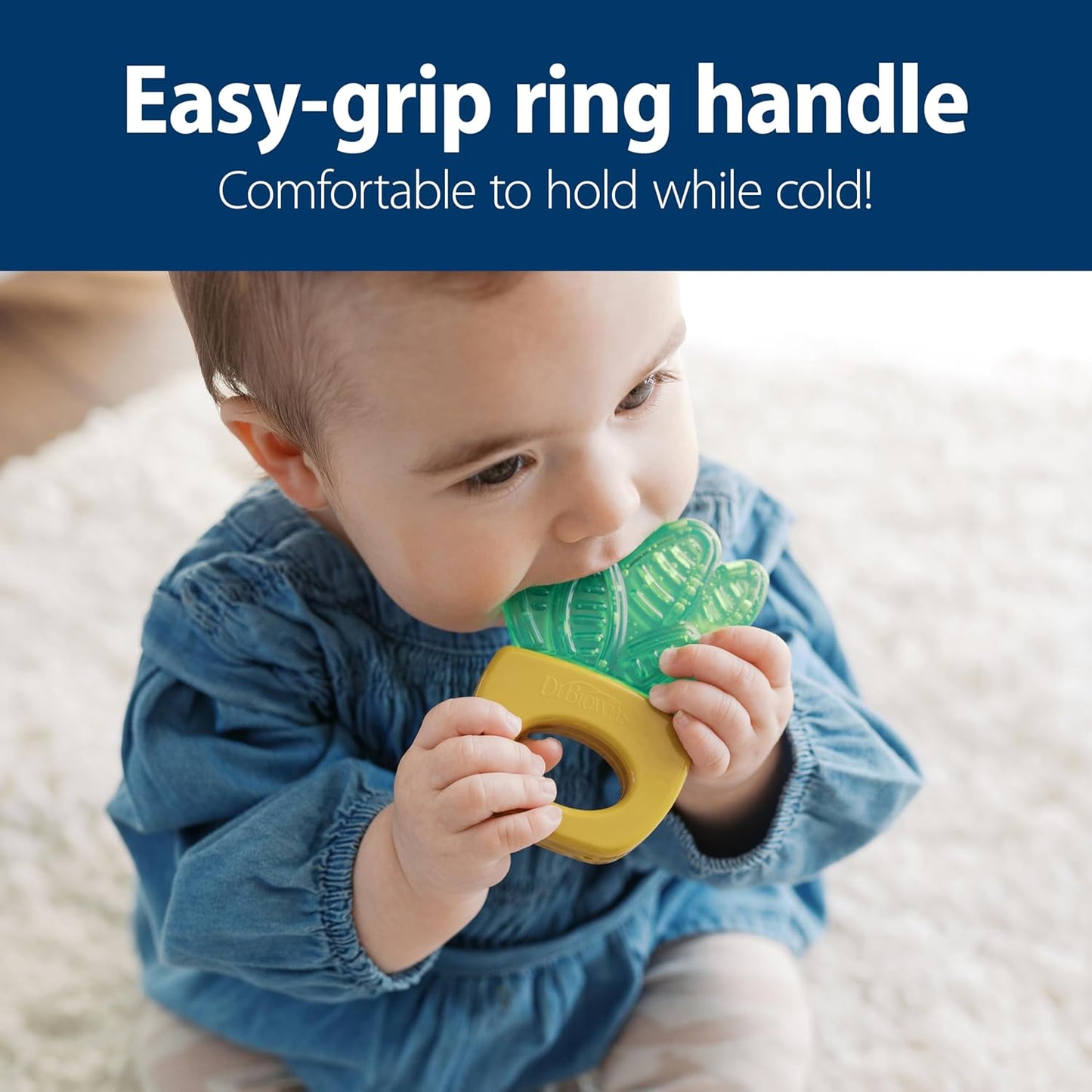 Dr. Brown's AquaCool Water-Filled Teether, Cooling Baby Teether Toy for Sore Gums, Green Cactus, BPA Free, 3m+, 4 Pack