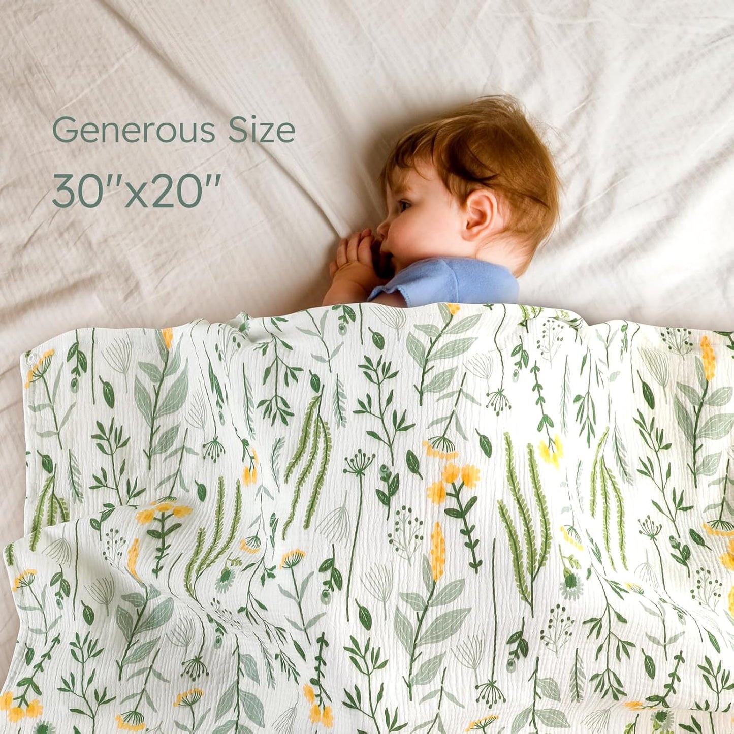 Yoofoss Muslin Nursing Cover for Breastfeeding, 100% Cotton Breastfeeding Cover with Arch Neckline, Soft Breathable Privacy Nursing Covers for Women, Multi-use Breastfeeding Essentials-Plants