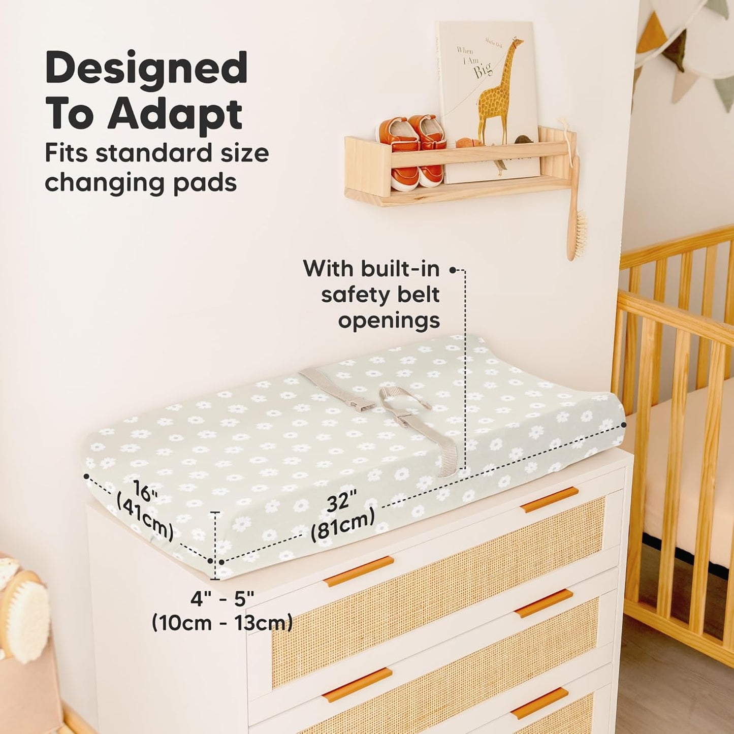 2-Pack Organic Changing Pad Covers for Girl, Boy, Neutral - 100% Cotton Changing Table Pad Cover, Soft Baby Nursery Diaper Changing Pad Sheets, Contour Changing Pads Liners, Change Pad Cover (Meadow)