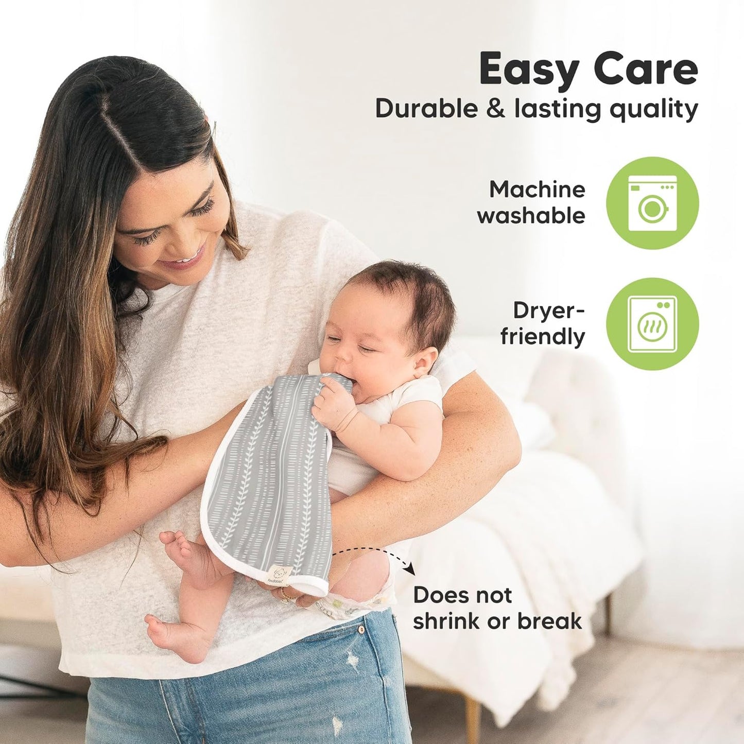 5-Pack Muslin Burp Cloths Baby Boy, Girl - Very Absorbent Baby Burp Cloth Rags, 8-Layers Viscose Derived from Bamboo Cotton Muslin Towel, Super Soft Spit Up Rags, No Shrink Washcloths (Lunaris)