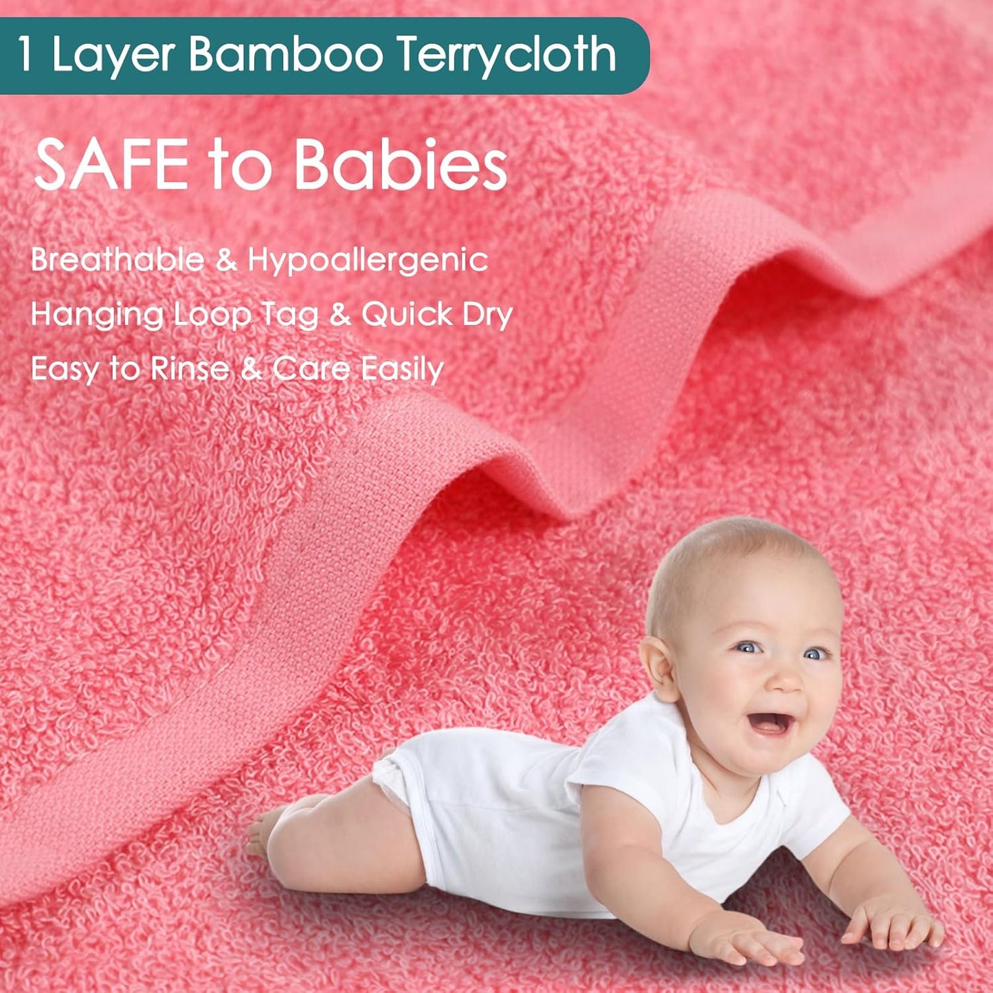 Baby Washcloths 12 Pack, 10x10 inch Heavenly Soft Wash Cloth for Face and Body, Gentle & Safe Pink Face Towel on Sensitive Skin, Baby Essentials Bath Shower Gifts for Girl Infant Kid Toddler Children