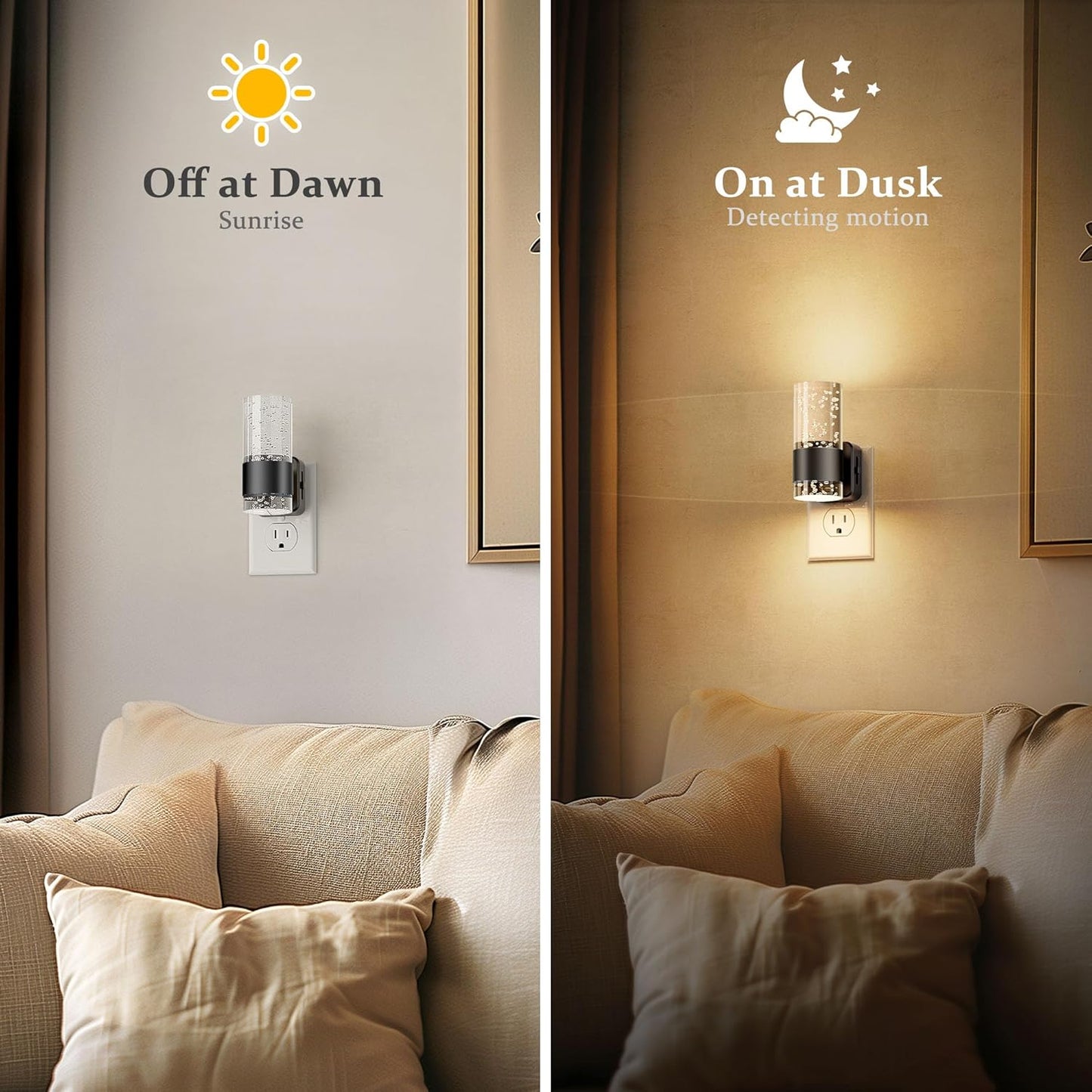 JandCase Night Light, Night Lights Plug into Wall,3000K LED Nightlight with 0-100LM Adjustable Brightness, Automatic Night Light Plug in with Light Sensor for Bathroom Hallway Room Decor