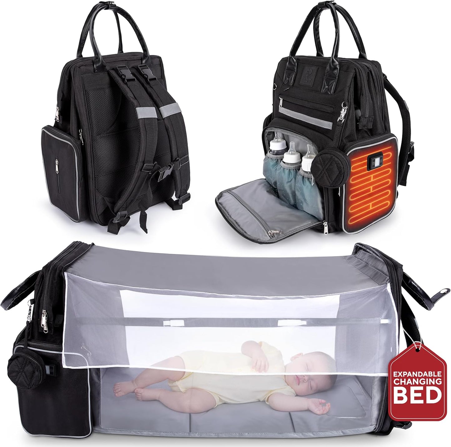 Award-Winning Eco-Friendly Smart Diaper Bag with Changing Station – 2025 Evergreen Winner, Premium All-in-One Backpack, Patent Pending, Heated Bottle Pockets, Trusted by Parents, Seen in Top USA Media