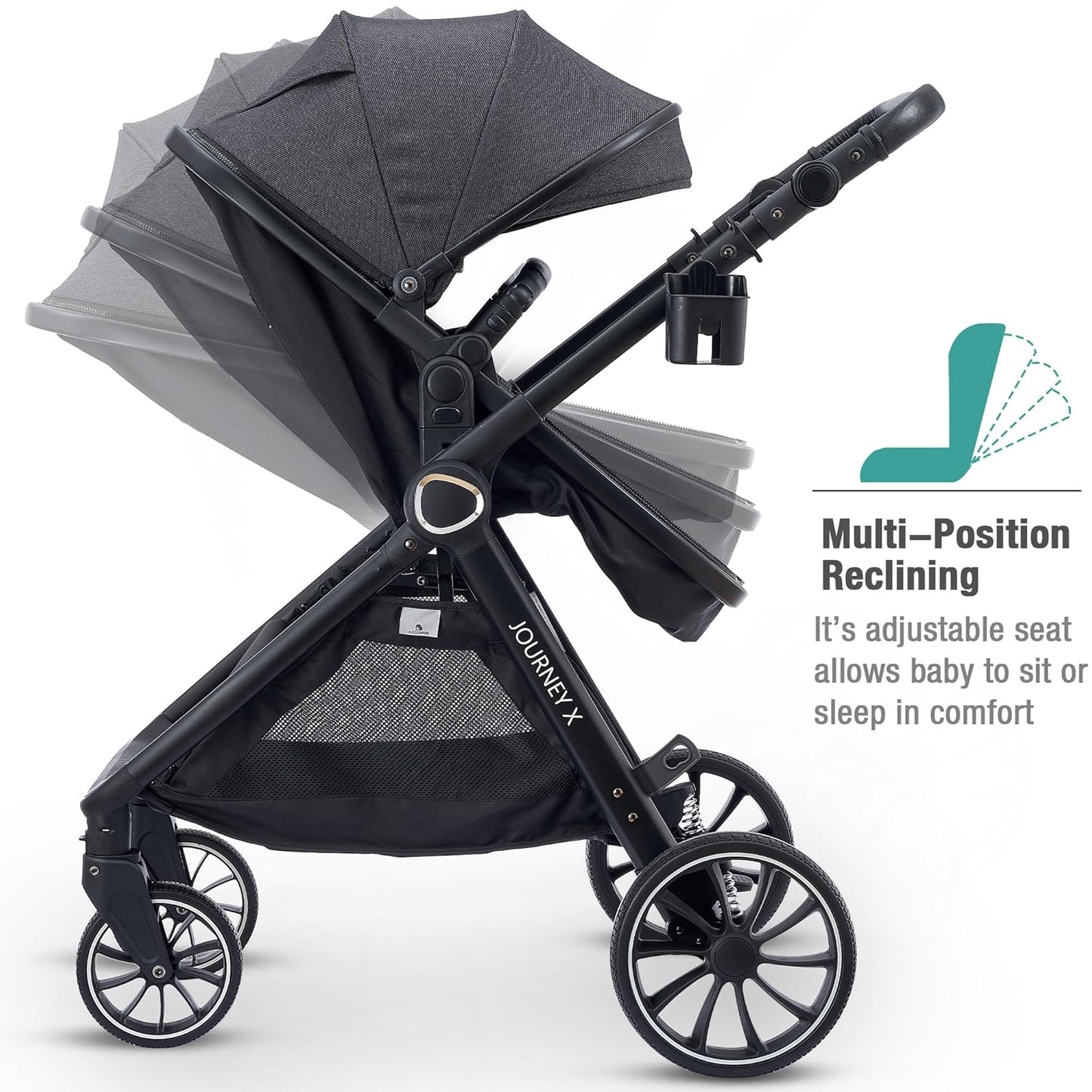 Baby Stroller, 2 in 1 Newborn Stroller Convertible Bassinet for Infant Toddler Pram with Footmuff (Black)
