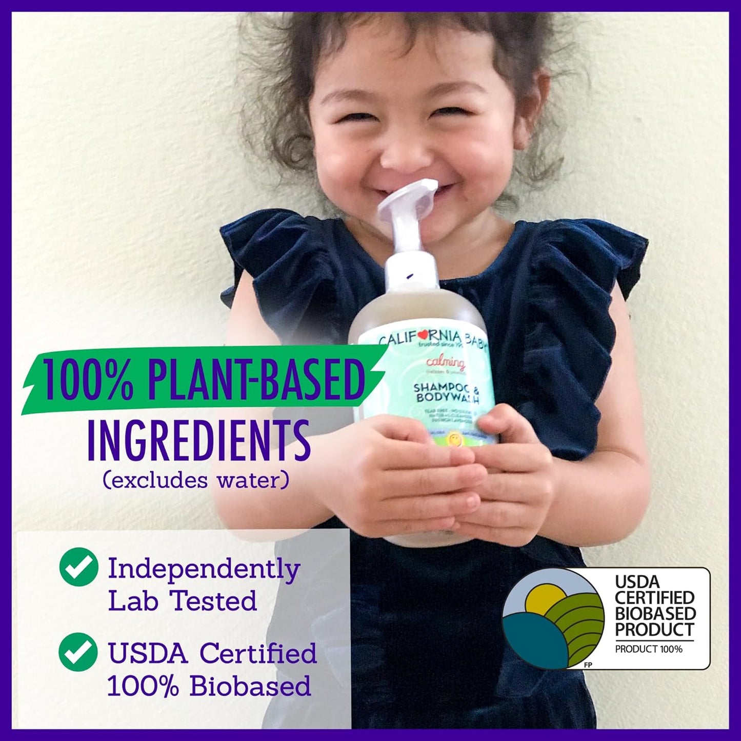 California Baby Calming Baby Shampoo + Baby Wash | 100% Plant-Based | Lavender Body Wash For Sensitive Skin | Hypoallergenic | 562 mL / 19 oz (2-Pack)