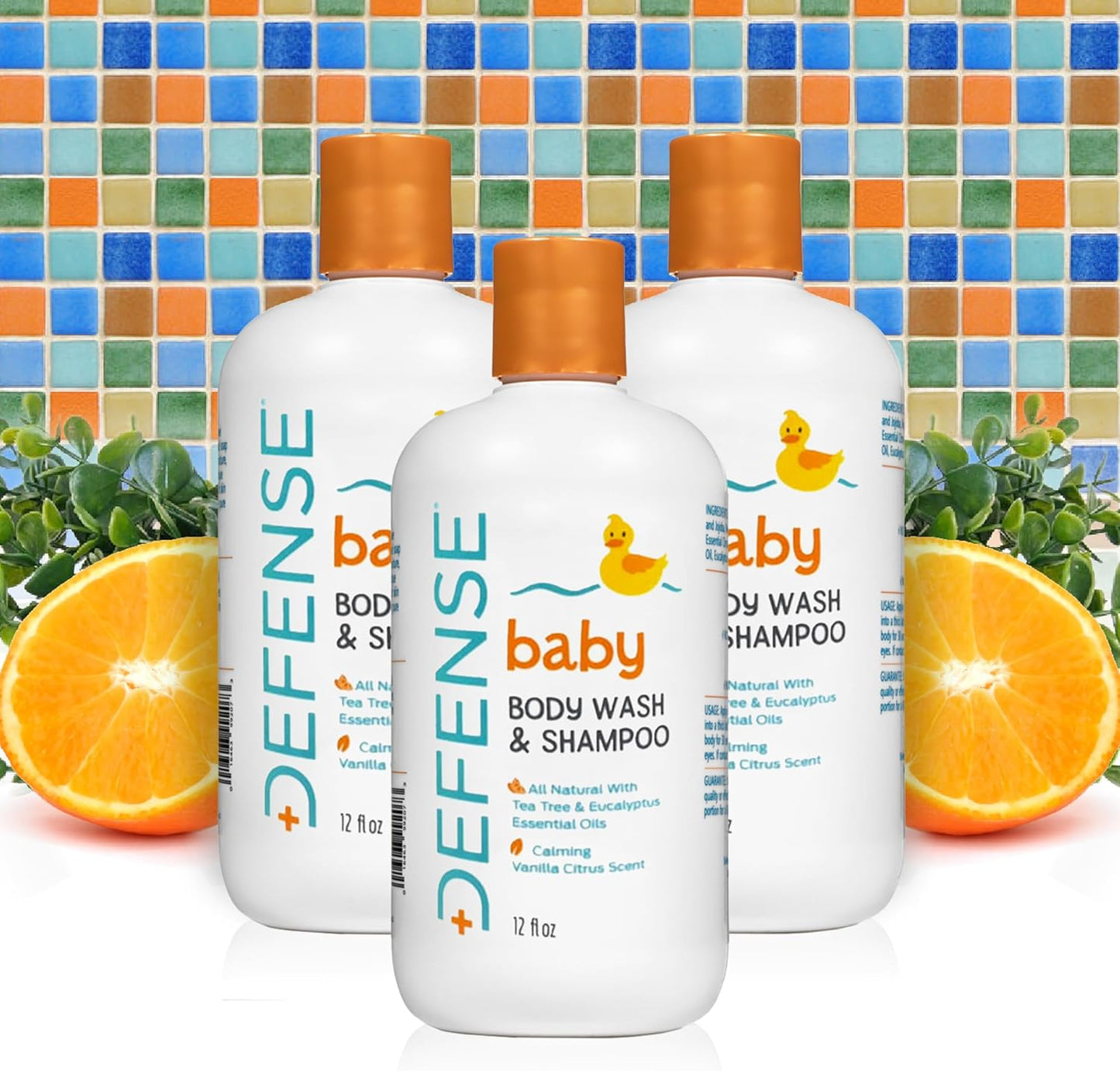 Defense Soap Baby Shampoo and Body Wash with Tea Tree Oil, Coconut Oil, Eucalyptus, Olive Oil & Aloe, 12 Fl Oz