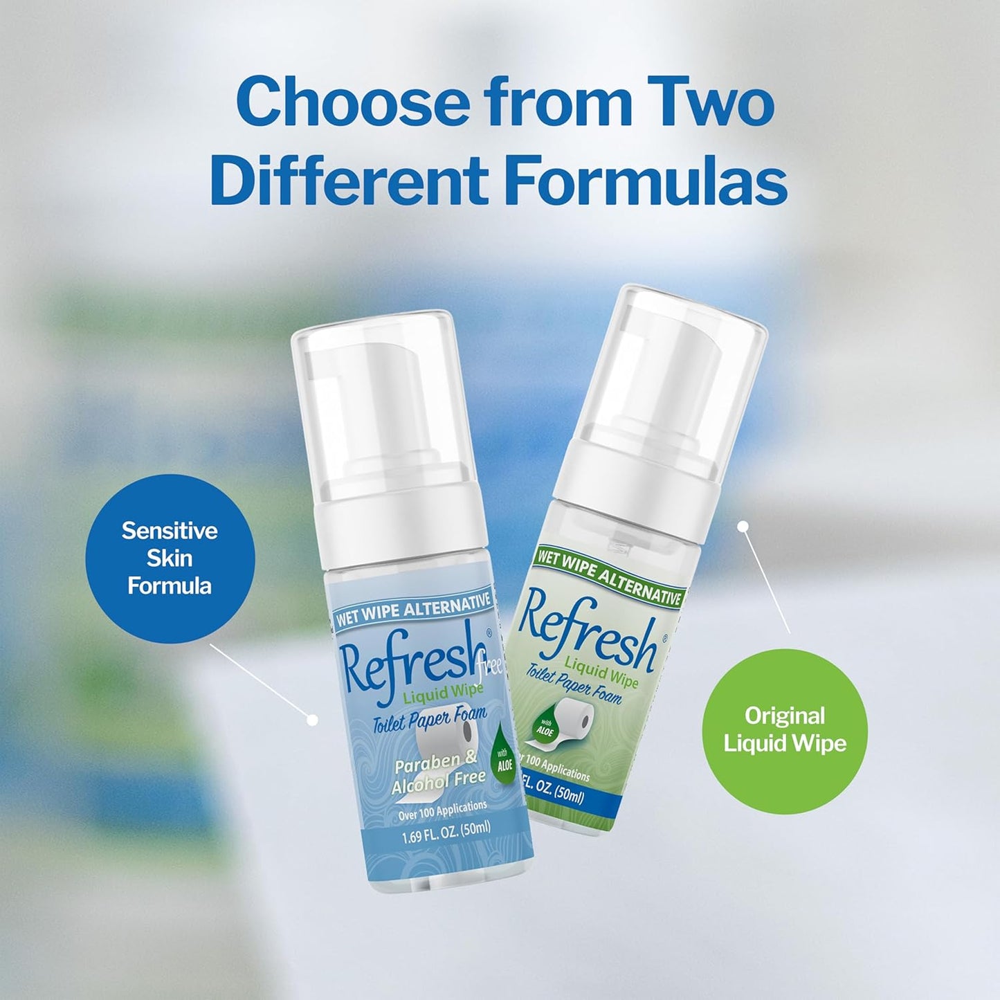 Refresh Liquid Wipe: Toilet Paper Foam | Eco-Friendly Flushable Wet Wipe Alternative | Cleanses and Soothes with Witch Hazel and Aloe |Plumbing and Septic Safe | 50ml | 1.69 oz | 3 Pack