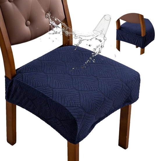 Removable Washable Dining Chair Seat Covers Set of 6,Stretch Jacquard Chair Seat Cushion Protector Slipcovers, Rear Covers