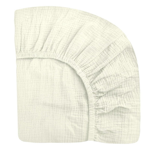 Crib Sheets for Boys Girl, Fitted Baby Toddler Bed Sheets 28" x 52", Neutral Muslin Cotton Crib Mattress Bedding Soft and Breathable Comfort (Cream)