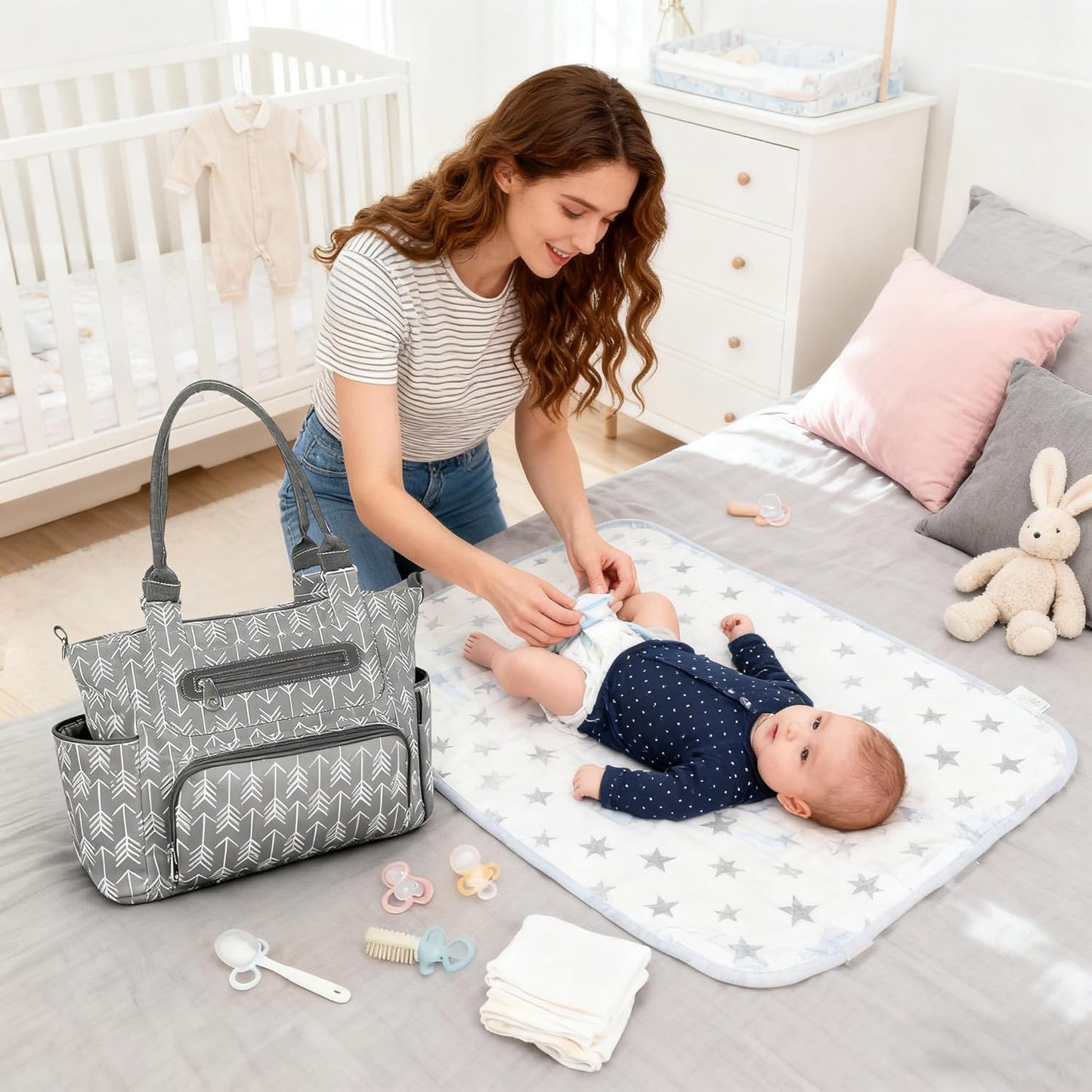 5PCS Baby Diaper Bag Set, Large Baby Doll Diaper Backpack