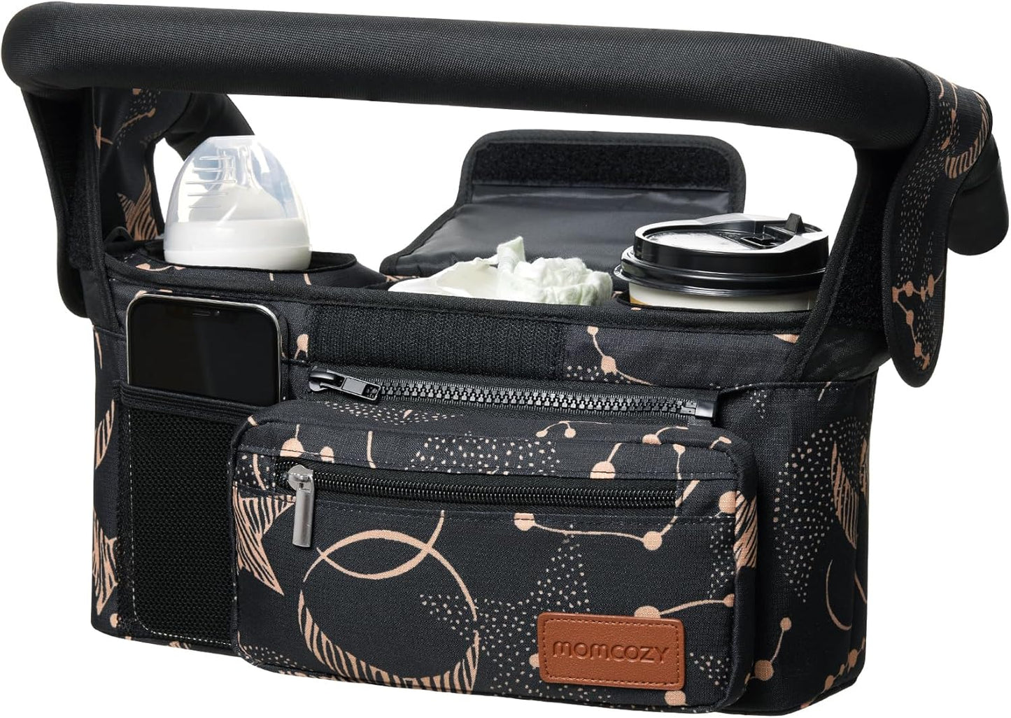 Momcozy Universal Stroller Organizer with Insulated Cup Holder Detachable Phone Bag & Shoulder Strap, Fits for Stroller like Uppababy, Baby Jogger, Britax, BOB, Umbrella and Pet Stroller
