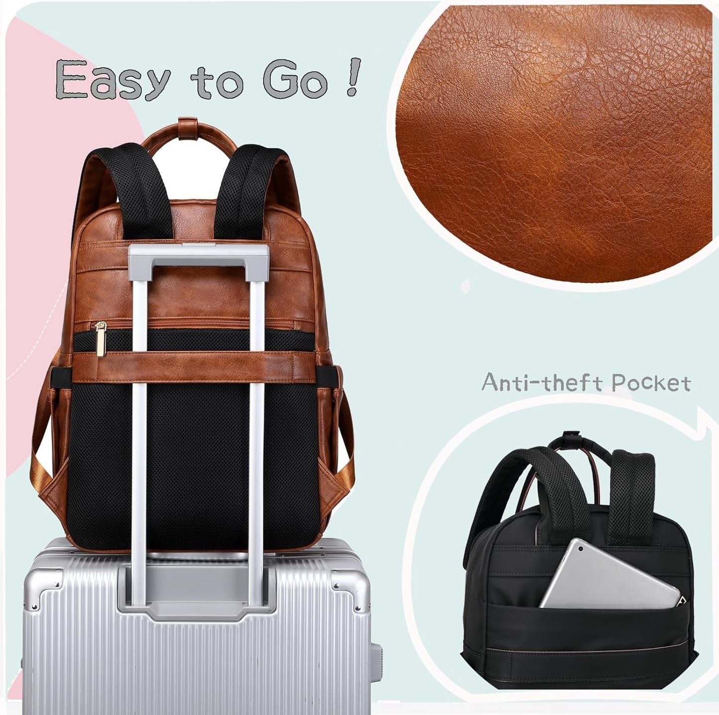 18 Pockets Large Diaper Bag Backpack with Waterproof Pockets and Stroller Buckle, Convertible Baby Bag (Brown, Large)