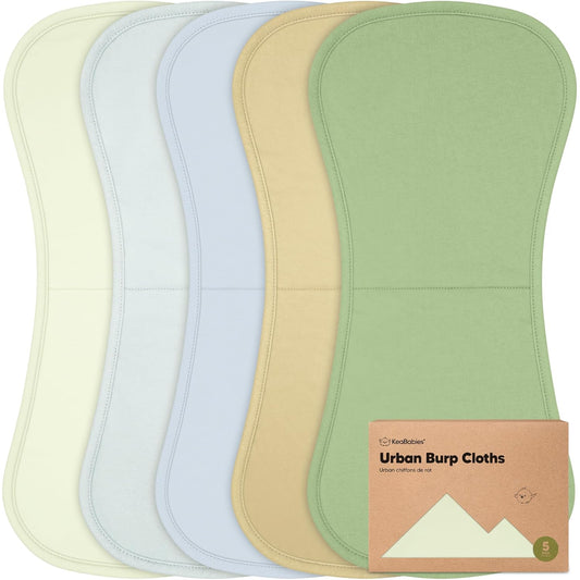 Organic Burp Cloths Baby Boy & Girl - 5-Pack Super Absorbent Cotton Burping Cloths for Babies, Soft & Plush Newborn Spit Up Rags, Infant Towels for Milk Spit Up, Unisex, Large 21" x 10" (Dew)