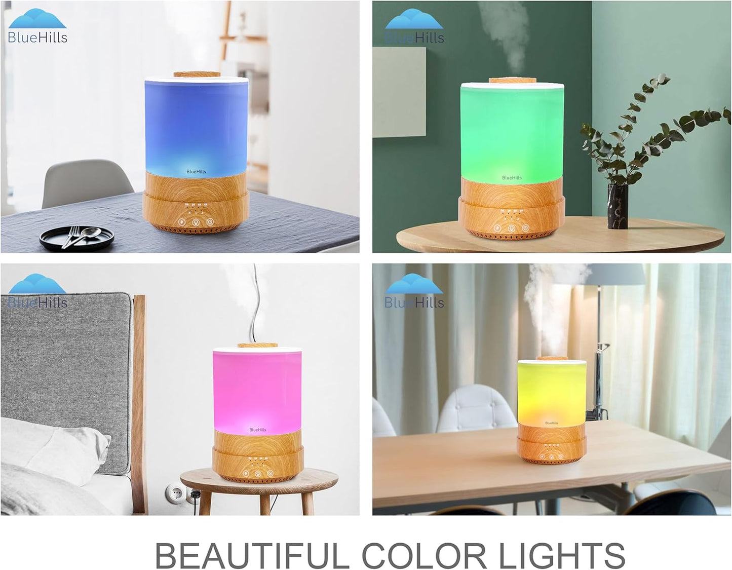 BlueHills Premium 2500 ML XL Essential Oil Diffusers for Large Room Aromatherapy Fragrance Diffuser Humidifier Combo High Mist Large air Diffuser for Essential Oils for Home Light Wood Grain F005