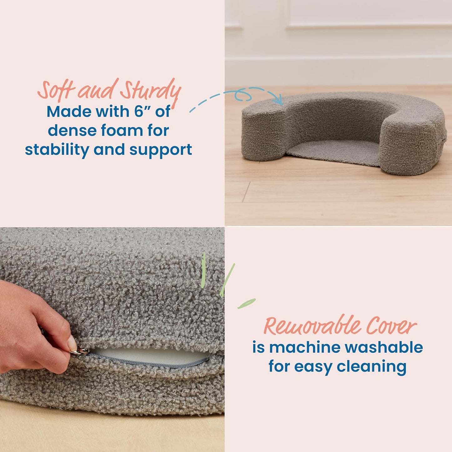 ECR4Kids SoftZone Sit-Up Support Ring Baby Essentials, 24" L x 18" W x 6" H, Grey