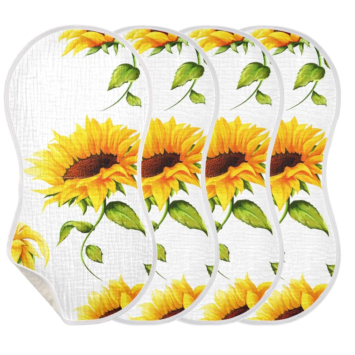 Muslin Baby Burp Cloths Set of 1, Soft Absorbent Big Sunflower Muslin Washcloths, Bibs, Face Towel for Newborn Boys Girls, 22 x 11 Inch