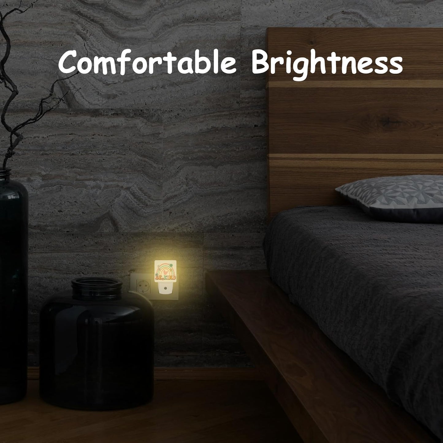 Be Kind Night Light Plug into Wall with Dusk to Dawn Sensor Rainbow Flower Heart Energy Efficient LED Nightlight for Women Girls Boys Room Decor,Hallway,Kitchen,Bathroom,Nursery,Stairs