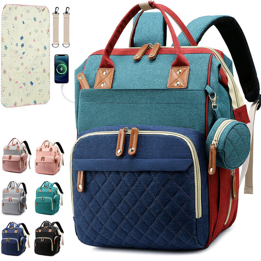 Diaper Bag Backpack Baby Bag, Baby Girl Boy Diaper Bag for Dad Mom with Pad, 16 Pockets, Pacifier Case, Large Diaper Bags Unisex for Travel (Colorful)