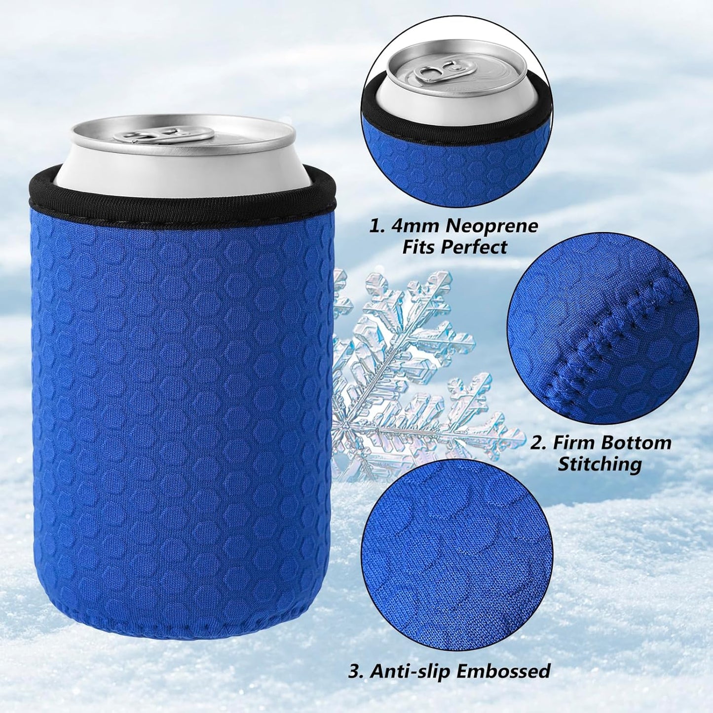 5 Pcs Insulated Can Sleeve, Reusable Can Cooler Sleeves, Non-slip Neoprene Beer Bottle Cover Holder for 12oz Standard Can Soda and Beer (Hexagon pattern)