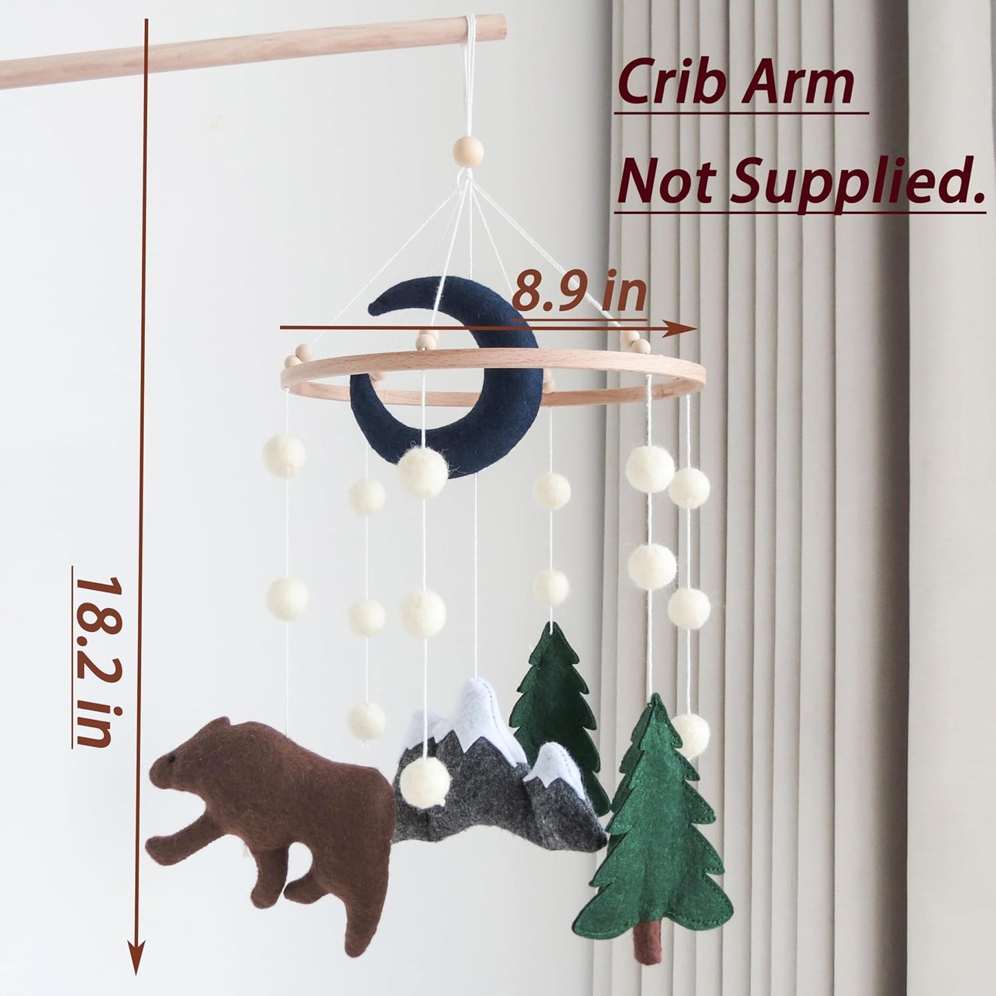 Woodland Mobile for Crib Bear Baby Mobile for Crib Woodland Crib Mobile for Boys Girls Forest Baby Nursery Mobile for Bassinet
