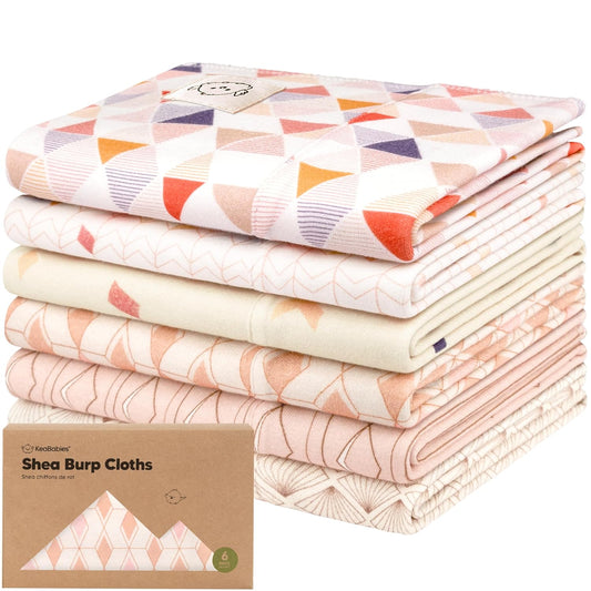 Organic Burp Cloths Baby Boy, Girl - 6-Pack Large Cotton Burping Cloths for Babies, Spit Up Rags, Super Absorbent, Ultra Soft Newborn Rag, Gender Neutral, Machine Washable, Durable (Prism)