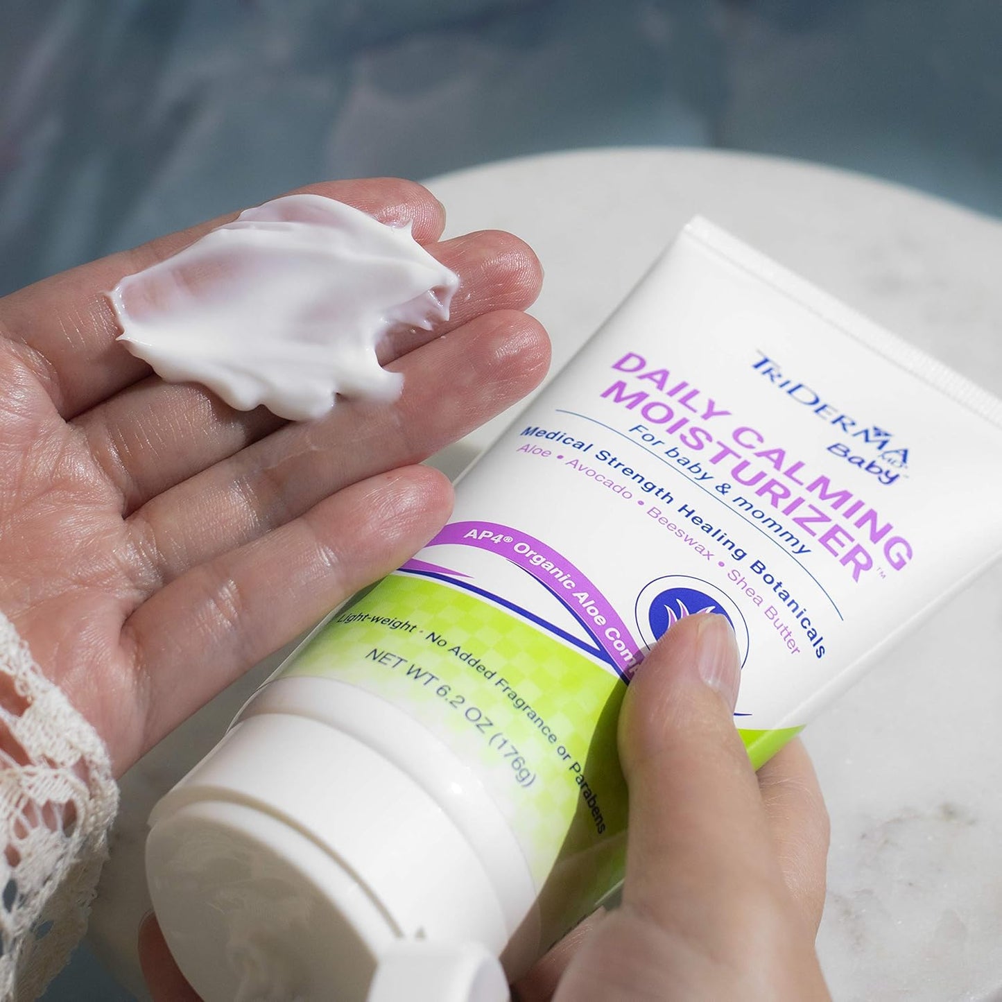 TriDerma Daily Calming Baby Moisturizing Lotion for Baby's Sensitive Skin with Soothing AP4 Aloe Vera, Avocado & Vitamins B & E, Fragrance Free, 6.2 ounce