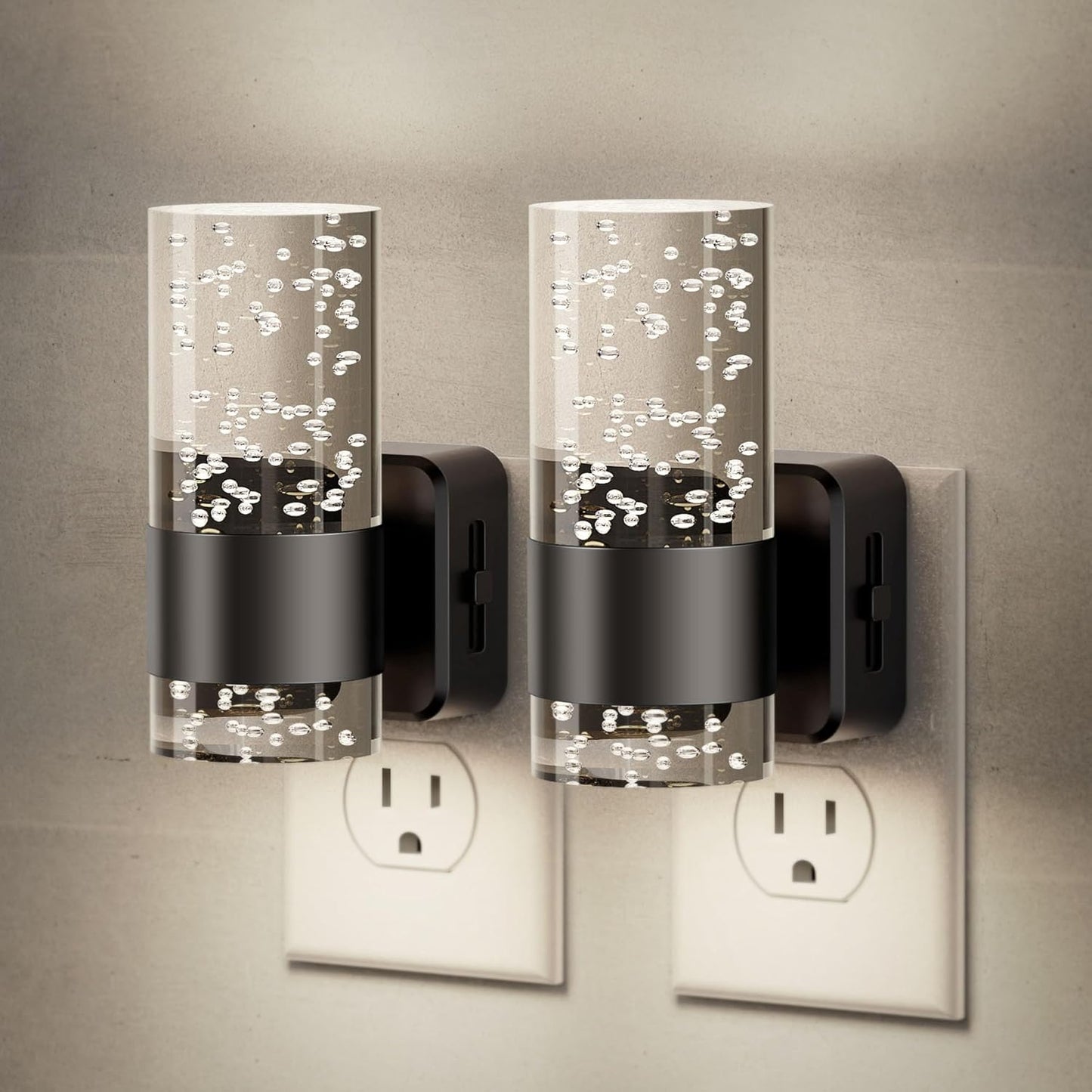 JandCase Night Light, Night Lights Plug into Wall,2 Pack LED Nightlight with Adjustable Brightness, 5000K，Automatic Night Light Plug in with Auto Light Sensor for Bathroom Hallway Room Decor