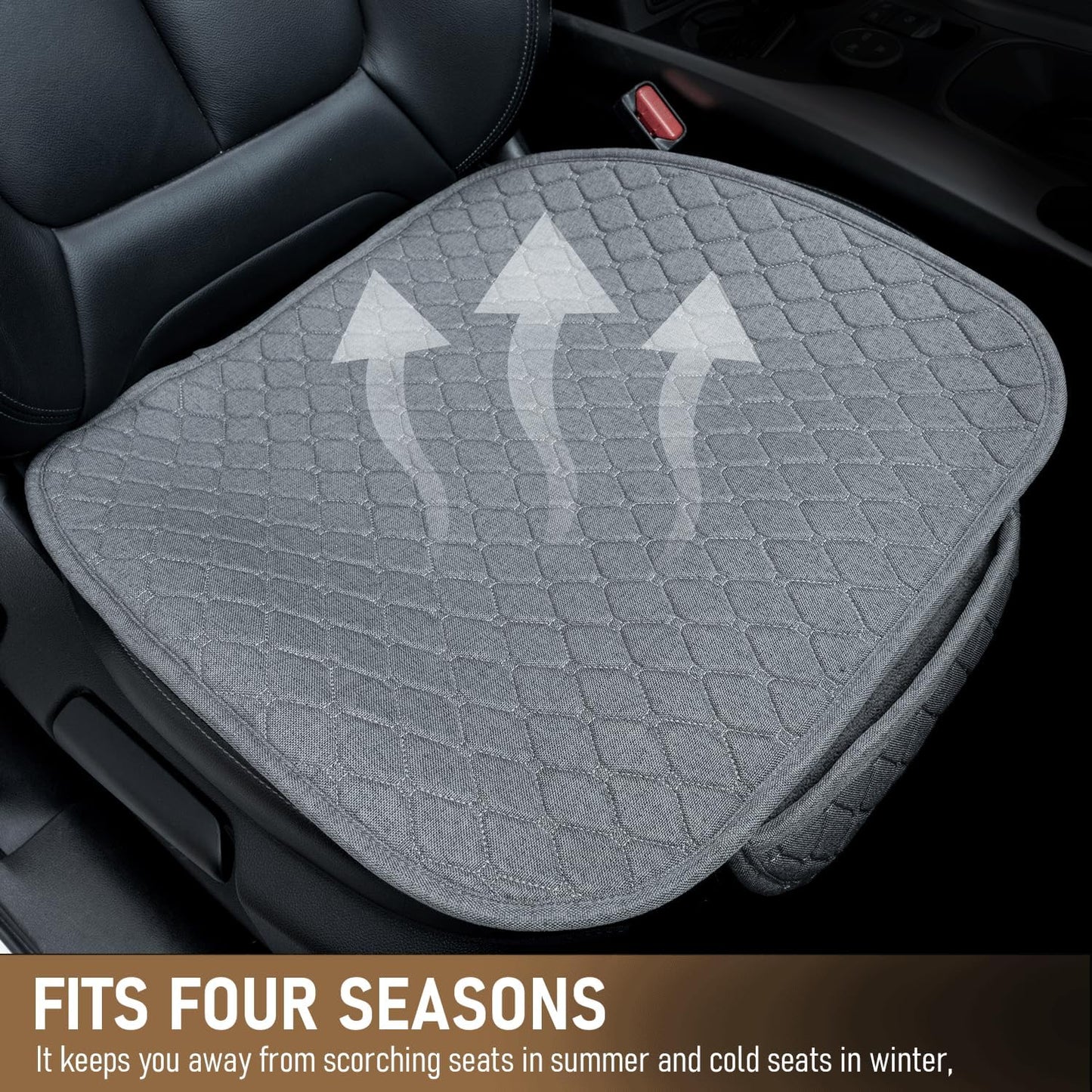 Linen Car Seat Covers for Cars - Non-Slip and Soft, 2 PCS Bottom Seat Cover Protectors with Storage Pocket, Linen Front Seat Covers Used for SUVs, Cars, Sedans (Light Grey)