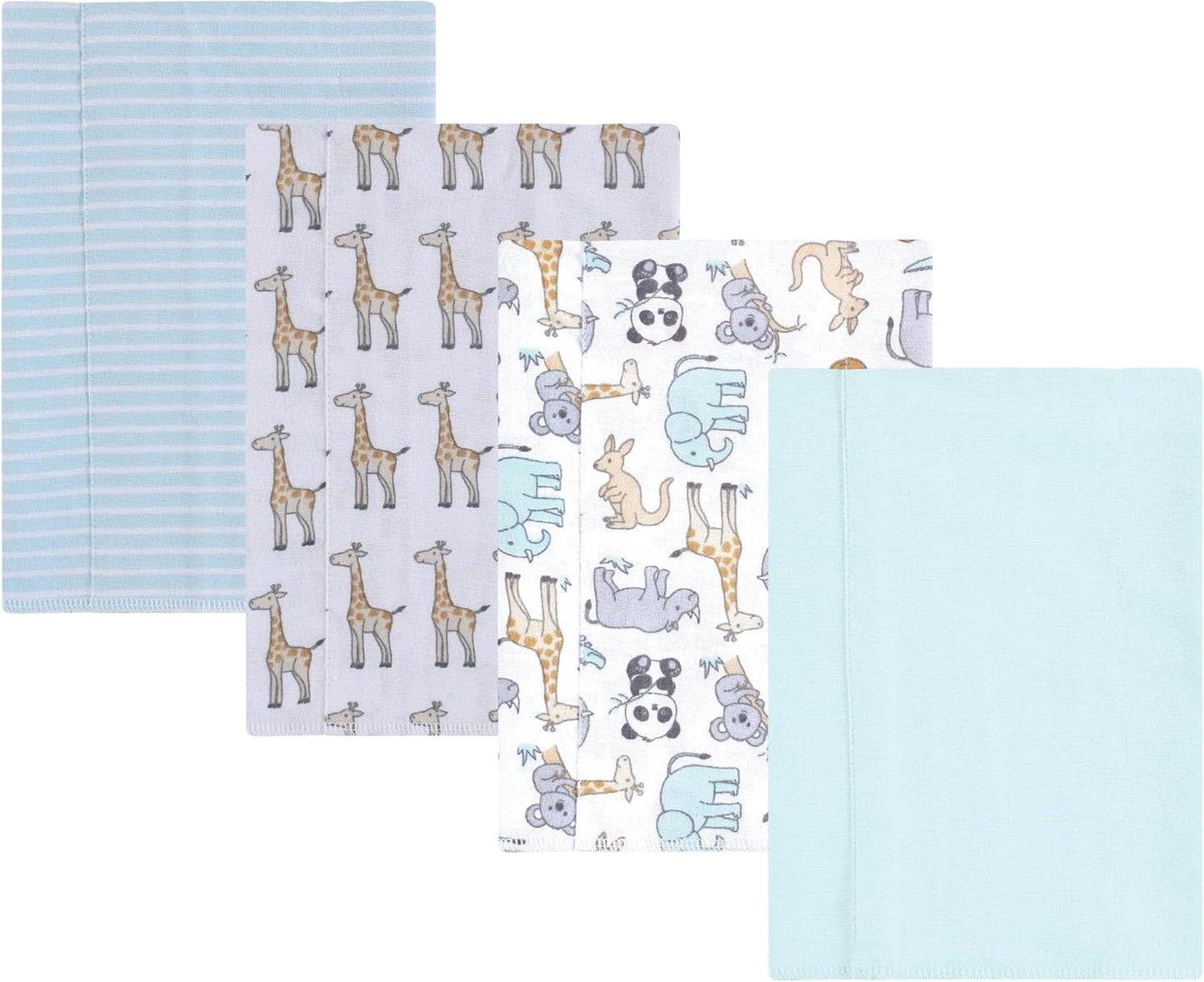 Luvable Friends Hudson Baby Flannel Burp Cloths 4pk, Kangaroo Pastel