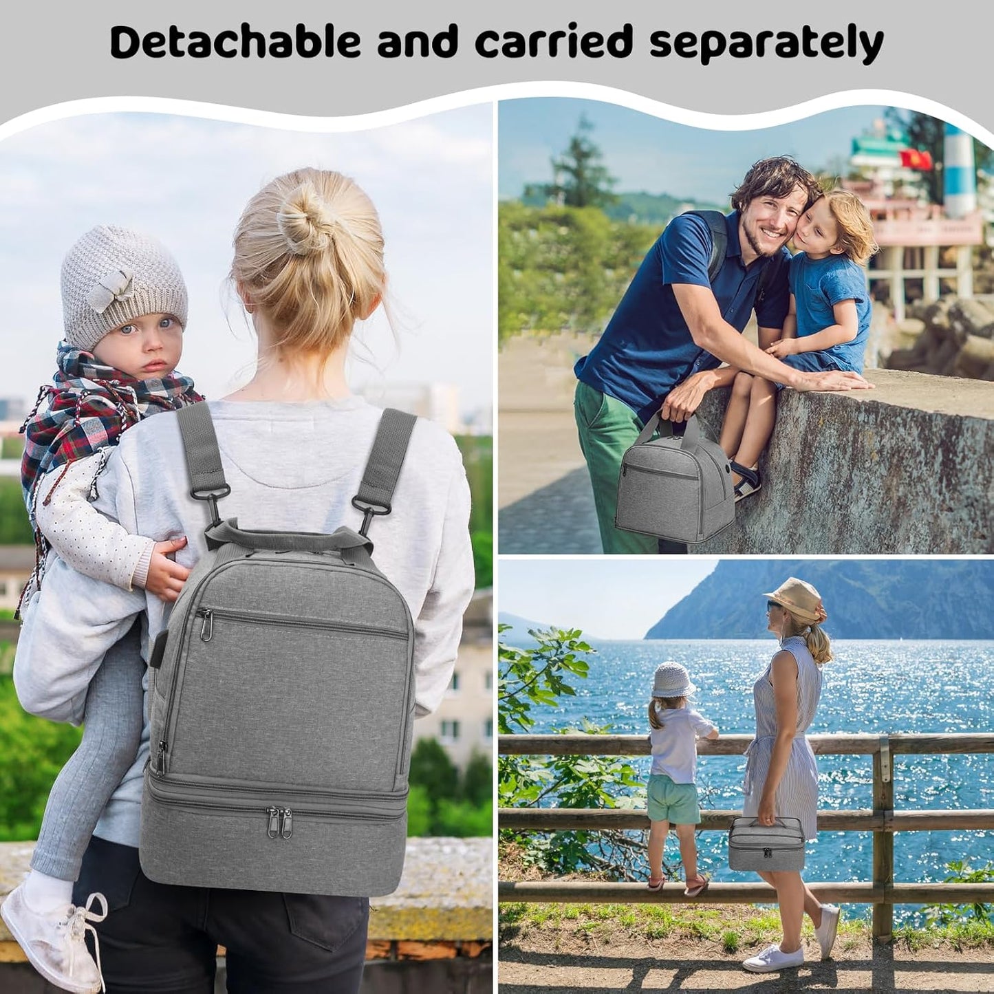 Pump Bag for Spectra S1 S2, Wearable Breast Pump Bags with Ice Pack, Pumping Bag with Waterproof Mat for Pump Accessories, Insulated Bottle Bags for Work Travel and Family (Grey)