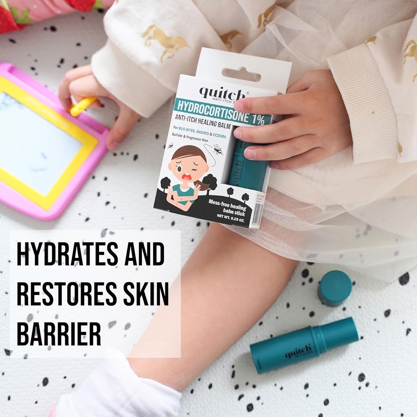 quitch Hydrocortisone Healing Balm, Eczema Cream for Kids Stick, Psoriasis Relief Treatment, Anti Itch Maximum Strength, Healing Ointment, Rash, Dry Skin Treatment for Skin, Avocado Oil Squalane