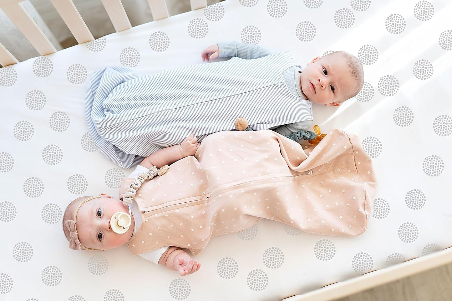 Ely’s & Co. Crib Sheets, Baby Boy/Girl Fitted Crib Mattress Sheet Set, 2 Pack, 100% Jersey Knit Cotton, Infant and Toddler Nursery Bedding, Grey Dottie Print, 28” x 52”