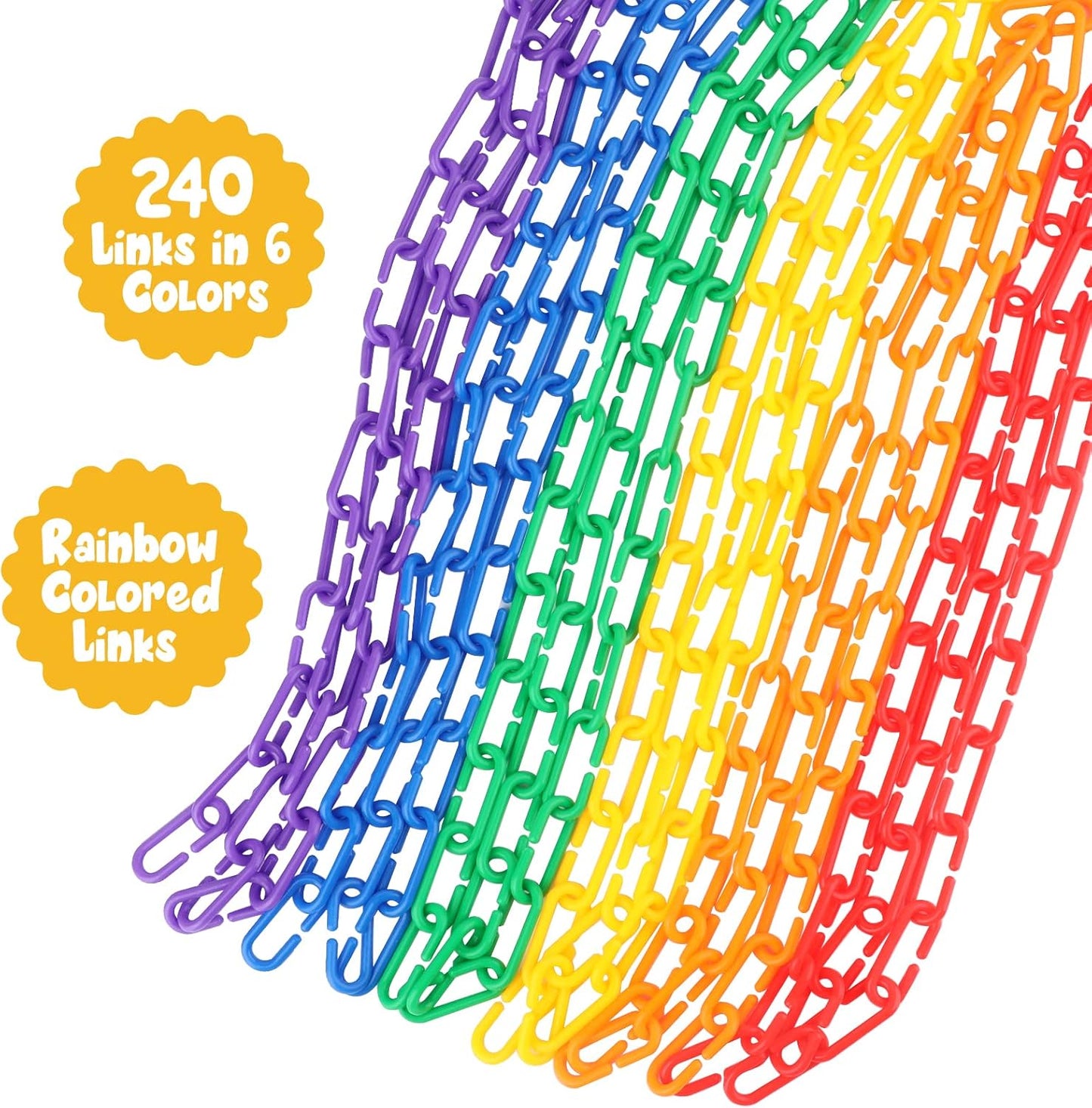 Aizweb 240pcs C-Clips Hooks Plastic Chain Links - Counting & Linking Activity Kit, Sensory Toys for Toddlers, Develops Kid's Fine Motor and Color Recognition & Sorting Skills,Educational Learning Toys