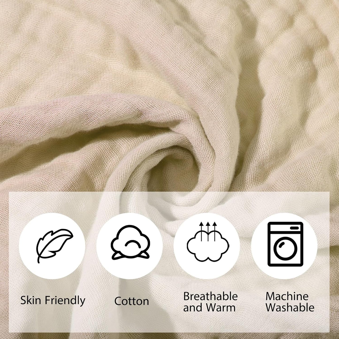 VitalCozy 6 Pcs Baby Muslin Hooded Bath Towels and Washcloths, 32 x 32 Inch Muslin Cotton Hooded Baby Towels Absorbent Hooded Blankets for Gift Newborn Infant Shower (Beige,Green)