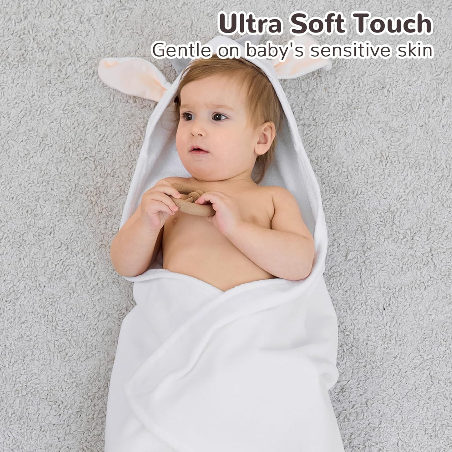 Viviland 2 Pack Hooded Baby Towels, Soft 100% Cotton Baby Bath Towels with Hood, Extra Thick and Absorbent, Essential for Newborns, Kids, Infants - Girls and Boys (Sheep & Green Dinosaur)