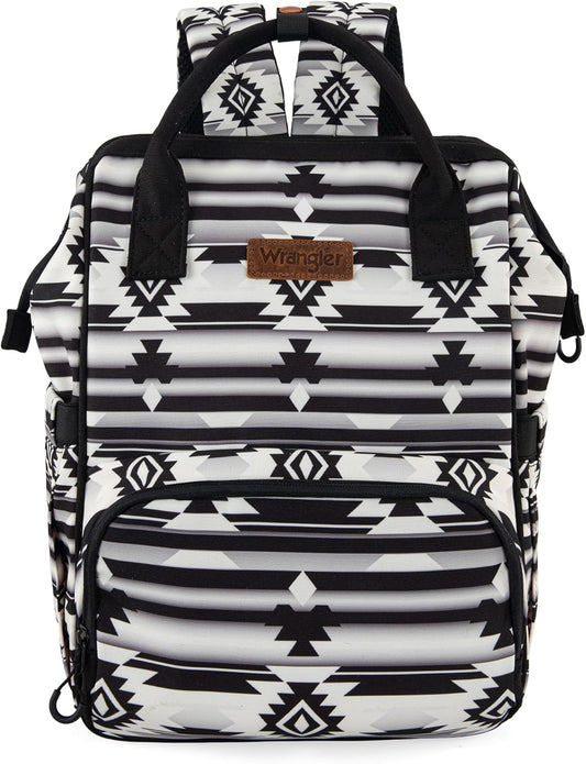 Montana West Wrangler Diaper Bag Backpack Aztec Travel Backpack Purses Western Multi-Function Baby Bags for Mom with Waterproof Insulated Pockets