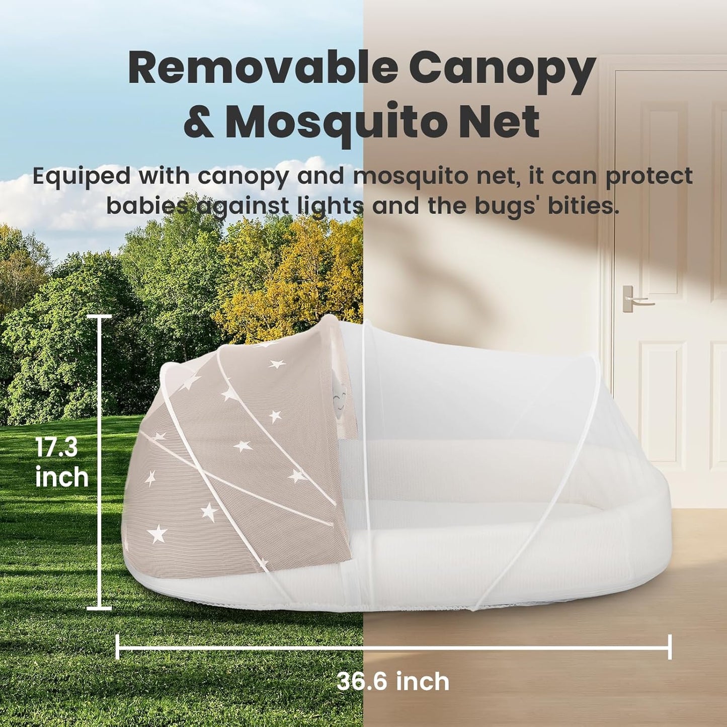 Portable Baby Bassinet- Travel Bassinet for Newborn and Infant, Suitable for Indoor & Outdoor Carry, Lightweight Foldable Washable, Portable Bassinet for Baby Travel, Portable Travel Bassinet, Grey