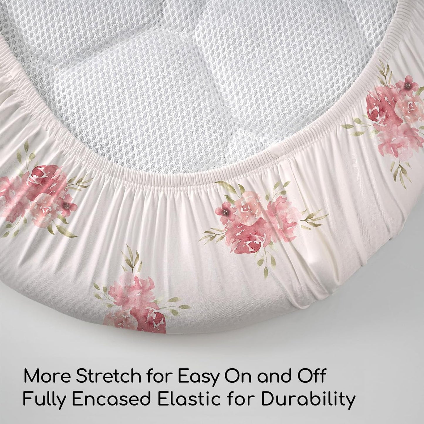 Floral Bassinet Sheets Girl 3 Pack, Breathable Cozy Fitted Mattress Sheet, Elastic Travel Bassinet Fashionable, Standard Cradle Safe Sheets for Baby Boy Girls 32" x 16"