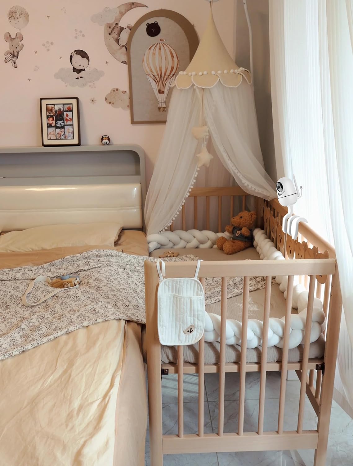 Baby Monitor Flexible Mount for HelloBaby HB65/HB6550/HB6558/HB66/ANMEATE SM935E/SM650|,No Tools, No Wall Damage, Portable with 360° Angle Adjustment (Twist)