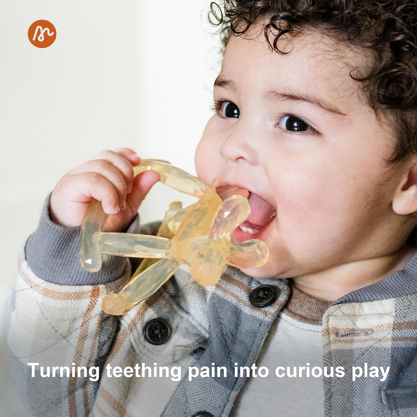 Crystal Jelly Baby Teether – Teething Toys 3-6 Months Food Grade Silicone Teether with Storage Box and Pacifier Clip, Safe for Babies (Citrine Clip+Box)