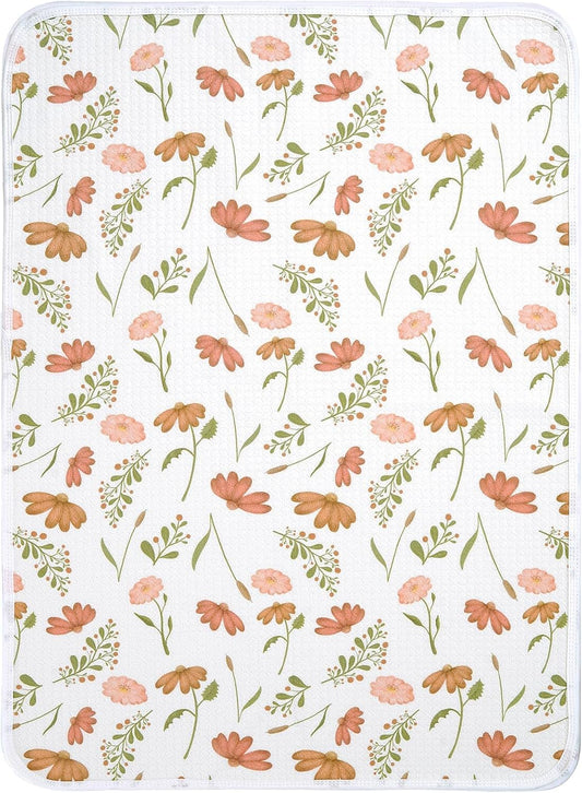 haakaa Waterproof Changing Pad Liners, 100% Cotton, Soft & Breathable (1pc, 19.5" x 27.5" Velvet Bloom)