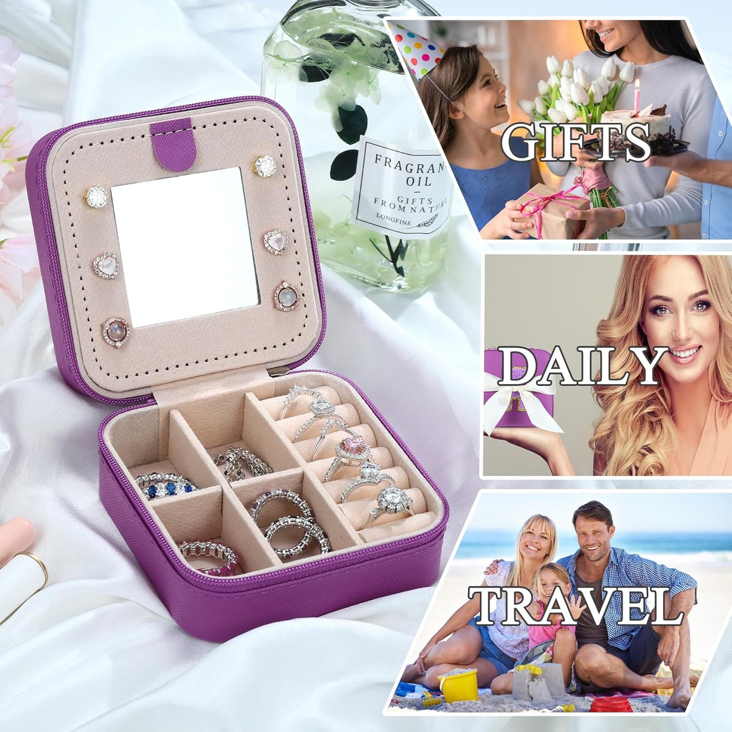Parima Gifts for Women - Jewelry Case Jewelry Boxes for Mom Birthday Gift for Mother Travel Gift for Woman Mothers Day Gift - Letter K, Purple