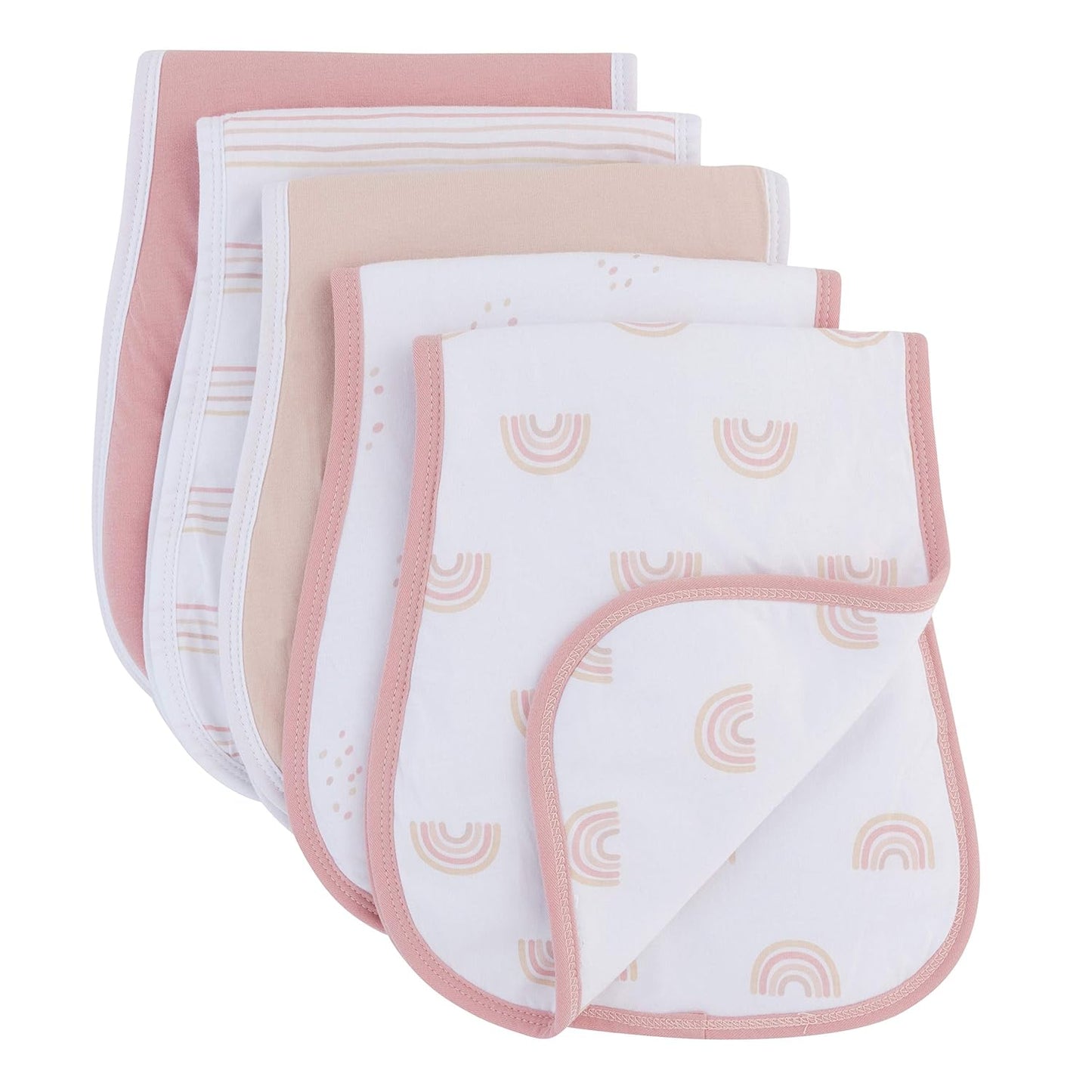 Ely's & Co. Baby Burp Cloths - 5pc Hourglass Shape with Extra Absorbent - Baby Bibs & Burp Cloths Baby Girl and Baby Boy, Newborn Essentials (Pink Rainbow Combo)