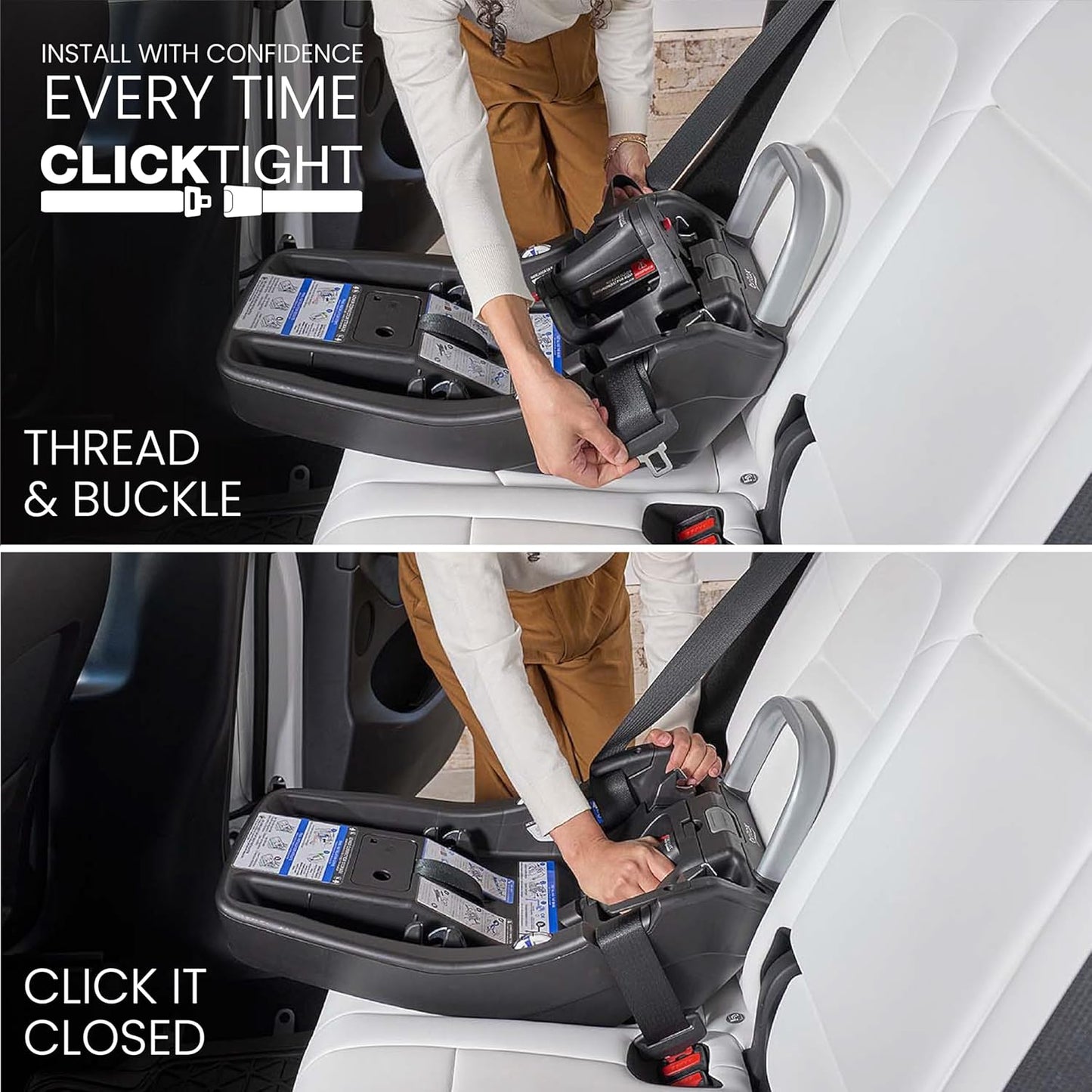 Britax Cypress Infant Car Seat, Rear Facing Car Seat with Alpine Base, ClickTight, Premium Fabrics, Ponte Glacier