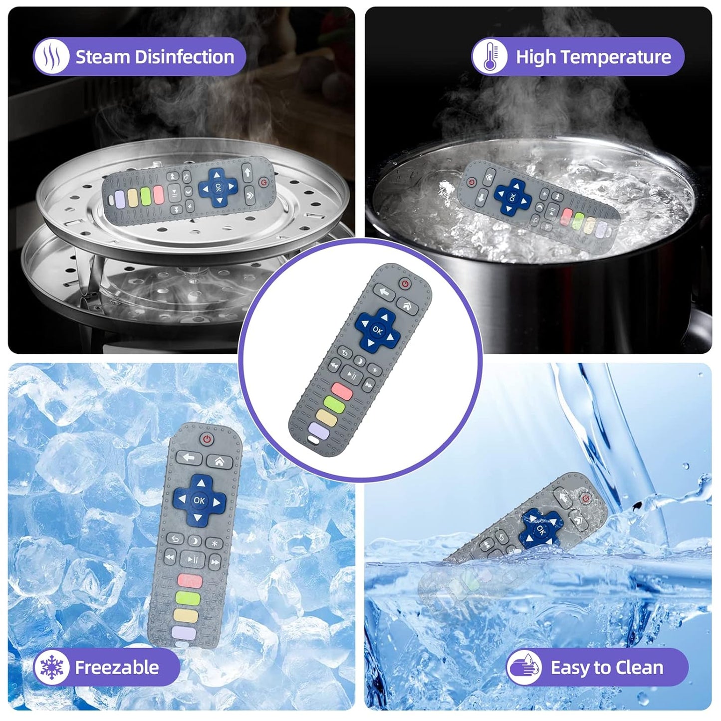 Chuya TV Remote Teether for 3-12-18 Months Babies Infant Toddlers Remote Teethers Silicone Baby Teething Toys