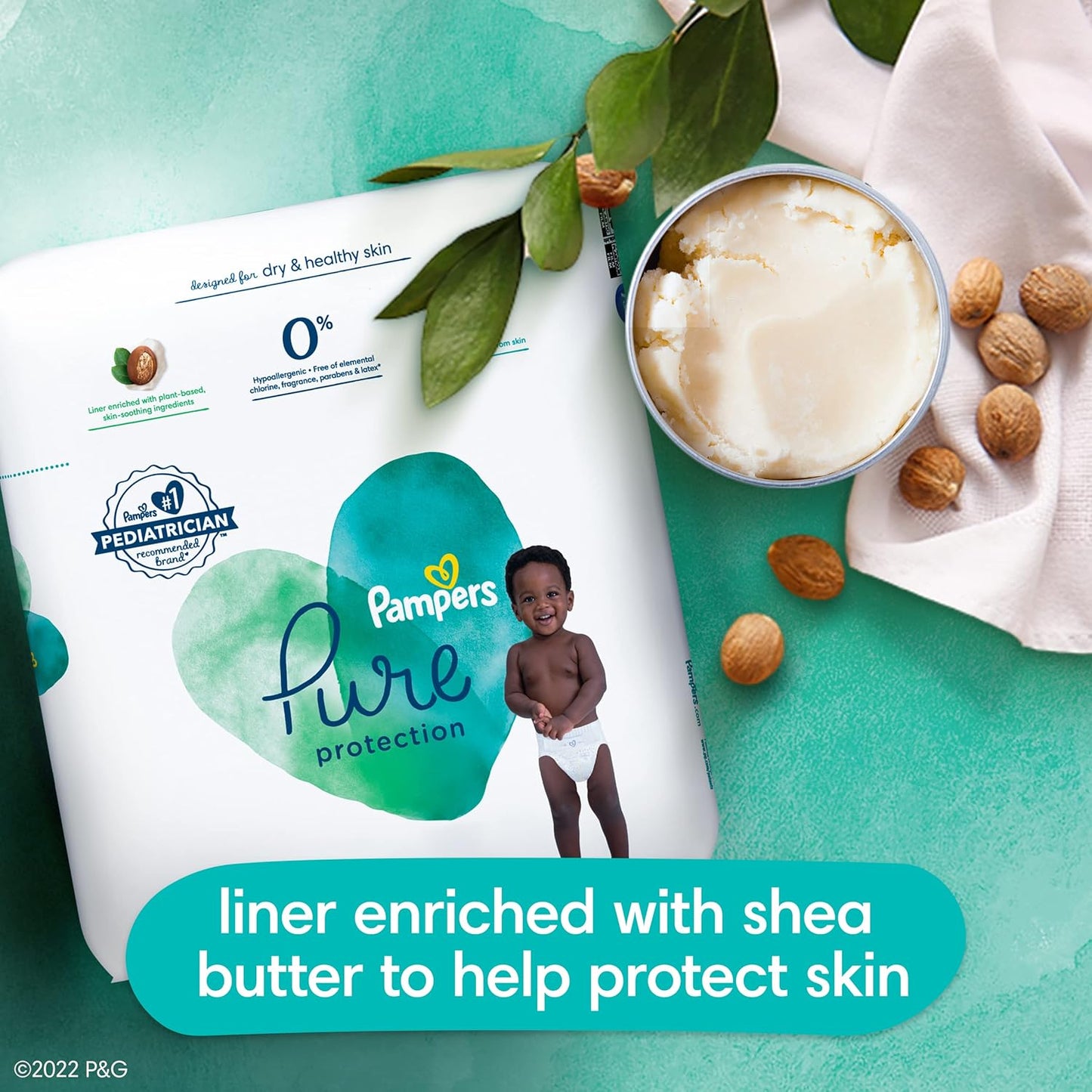 Pampers Pure Protection Baby Diapers, Size 0 (>10 lbs), 76 Count, Up to 100% Leakproof, Premium Plant-Based Skin Protection, Hypoallergenic Soft Diapers