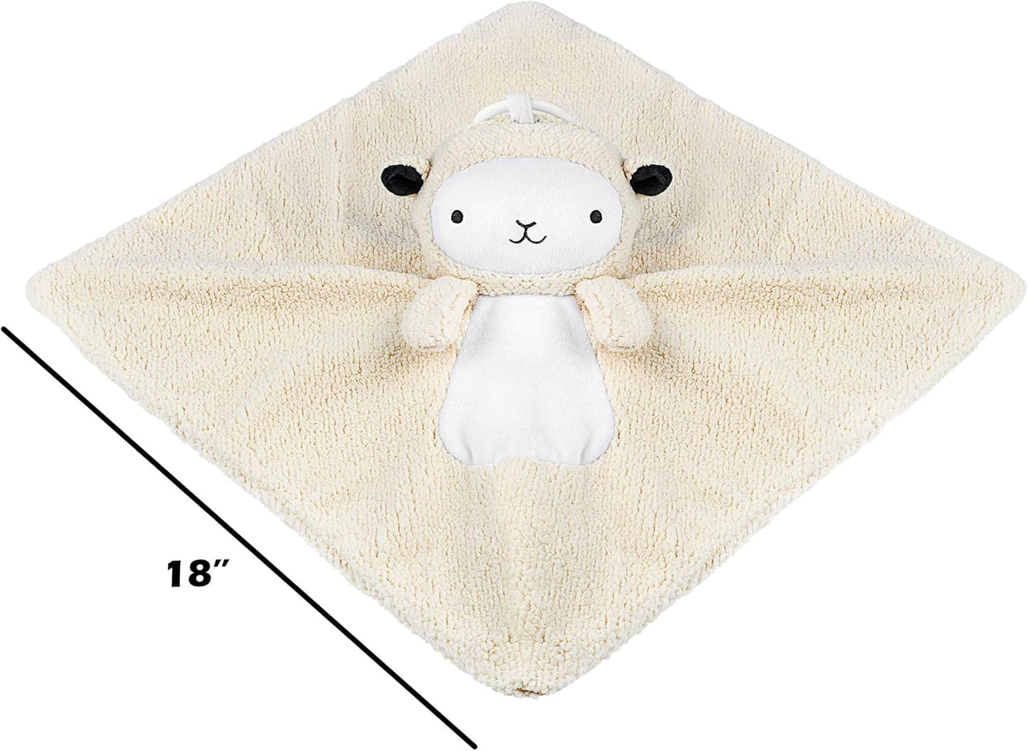 Wavhello LoveBub Sound & Light Baby Security Blanket Lovey, Plush Lullaby Music Player, White Noise Soother & Soft Night Light, Machine Washable - Lou The Lamb (White Minky, 18")